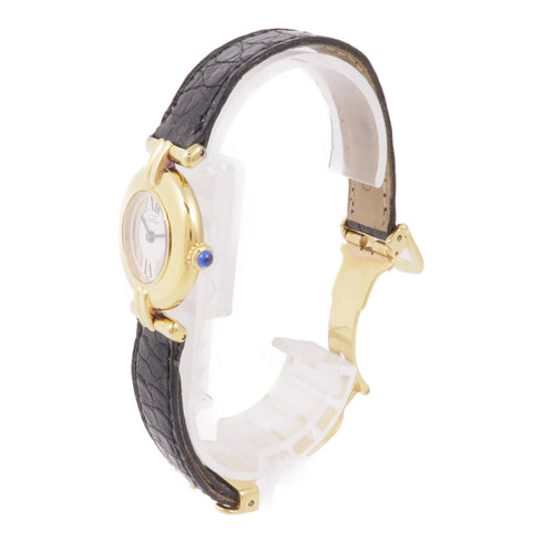 CARTIER Must De Cartier 1902 Quartz Watch GP White