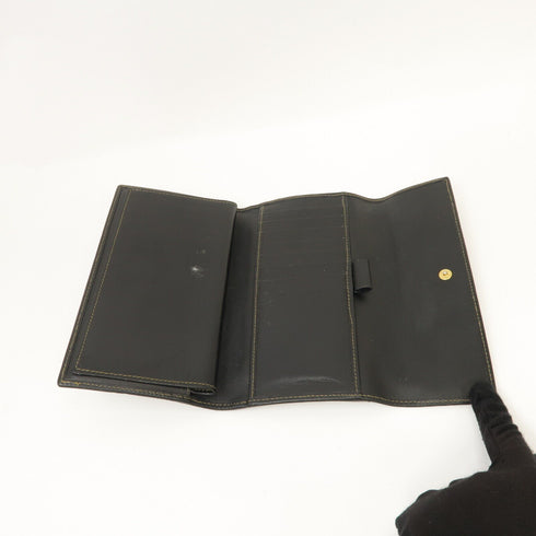 FENDI GHW Long Wallet Coated Canvas Black Brown