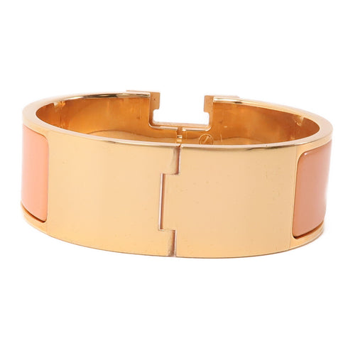 HERMES Clic-Clac H Bracelet Metal Gold Orange