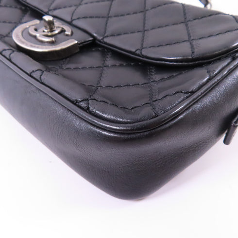 CHANEL CC SHW Chain Shoulder Bag Calfskin Leather Black