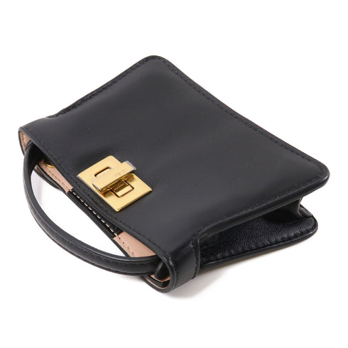 FENDI GHW Peekaboo Bag Charm Leather Black