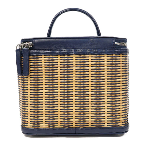 CHANEL CC SHW Chain Shoulder Bag Lambskin Leather/Rattan Blue