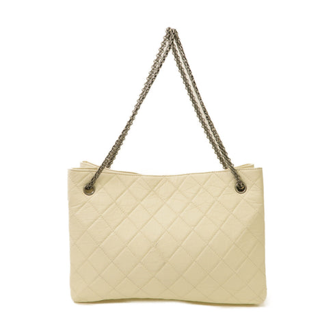 CHANEL Quilted CC SHW Chain Shoulder Bag Calfskin Leather White