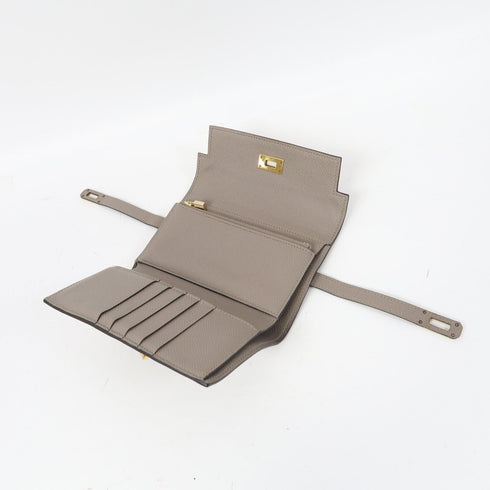 HERMES GHW Kelly Depliant Wallet Epsom Leather Gris Asphalte Grey