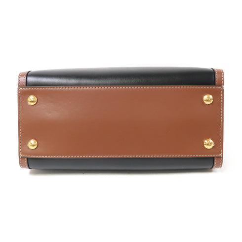 BURBERRY GHW Mini Two Title 2 Way Shoulder Bag Calfskin Leather Black