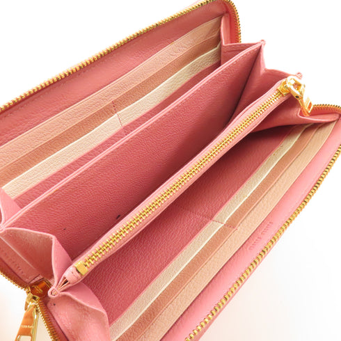 Miu Miu GHW Long Wallet 5ML506 Calfskin Leather Pink