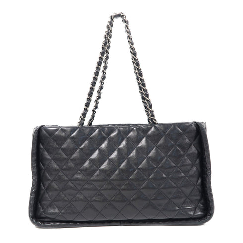 CHANEL Quilted CC SHW Chain Shoulder Bag Calfskin Leather Black v3