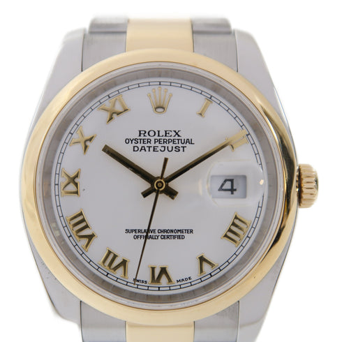 ROLEX Datejust Automatic Watch 116203 18K Gold/Stainless Steel White