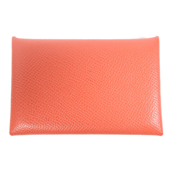 HERMES PHW Calvi Card Case 078475CK Epsom Leather Pink