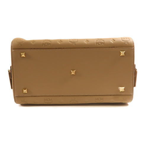 MCM GHW Evelyne 2 Way Shoulder Bag Handbag Lambskin Leather Gray