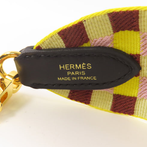 HERMES GHW Shoulder Strap Canvas Yellow Purple Brown