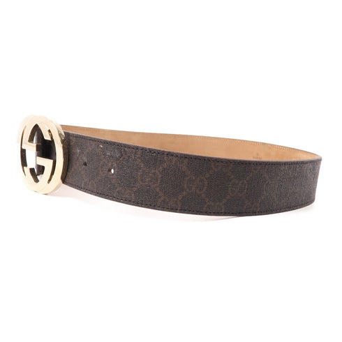 GUCCI GG Belt 80cm Leather Gold/Brown
