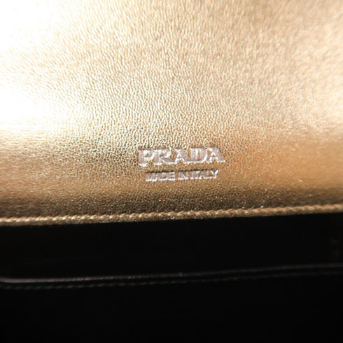 PRADA SHW Shoulder Bag Chain Calfskin Leather 1BP013 Gold