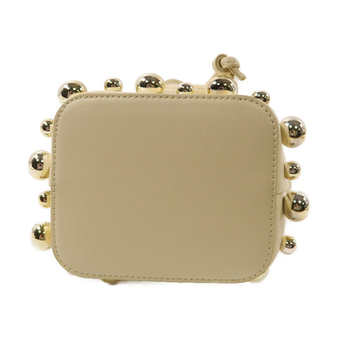 FENDI GHW Mon Tresor 2Way Shoulder Handbag Calfskin Leather 8BS010 White