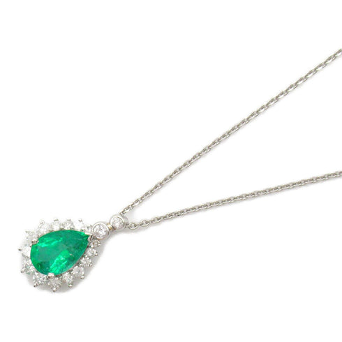 FINE JEWELRY 2.90ct Emerald 1.20ct Diamond Necklace PT900 PT850