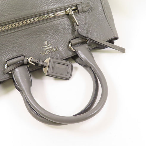 PRADA SHW 2 Way Shoulder Bag Handbag Calfskin Leather Gray Grey