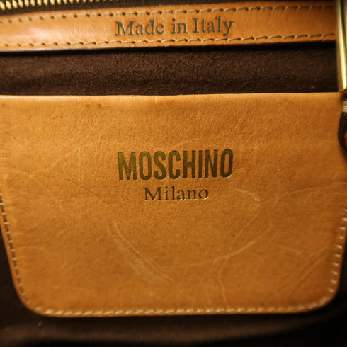 MOSCHINO GHW Betty Collection Backpack Rucksack Calfskin Leather Brown