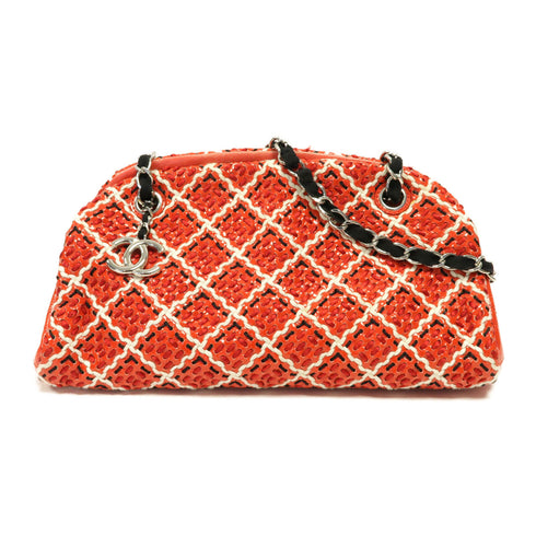 CHANEL Quilted CC SHW Chain Shoulder Bag Patent Leather Red