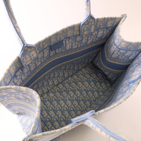 Christian Dior CD Book Tote Medium Tote Bag Canvas Light Blue