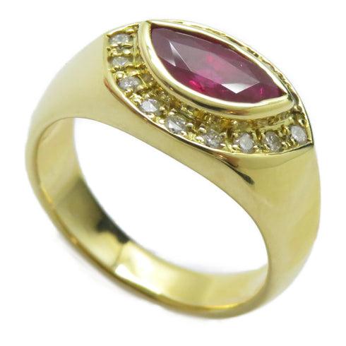 FINE JEWELRY 1.065ct Ruby 0.19ct Diamond Ring 18K Yellow Gold US#6.25