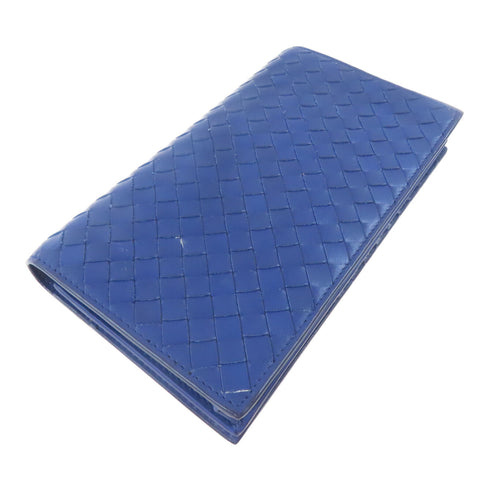 BOTTEGA VENETA BV Long Bifold Wallet Intrecciato Leather Blue
