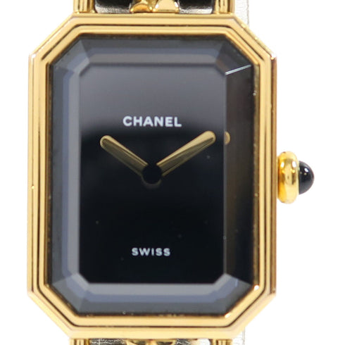 CHANEL CC Premiere Quartz Watch H0001-L Gold Plated/Leather Black