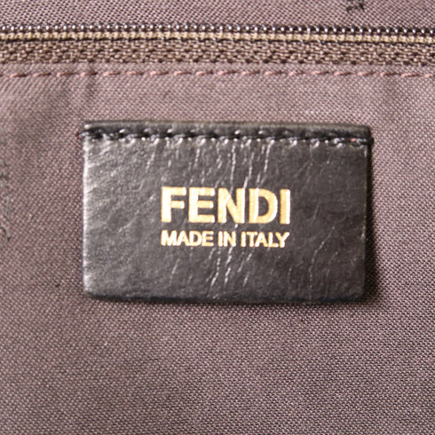 FENDI GHW Shoulder Tote Bag 8BH185 Nylon Jacquard Brown