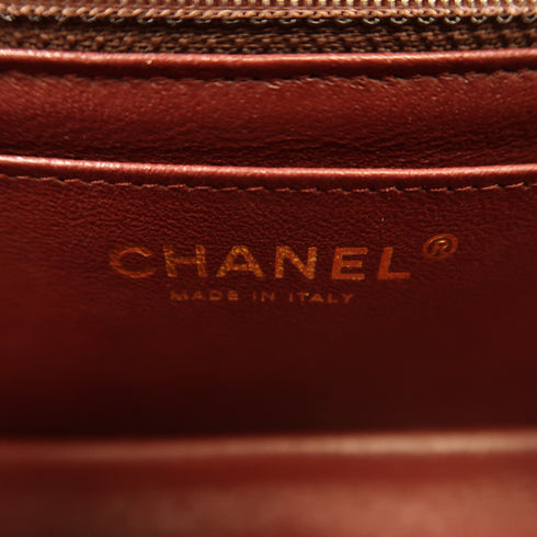 CHANEL CC GHW Charms Mini Rect Chain Shoulder Bag Wool Navy Blue