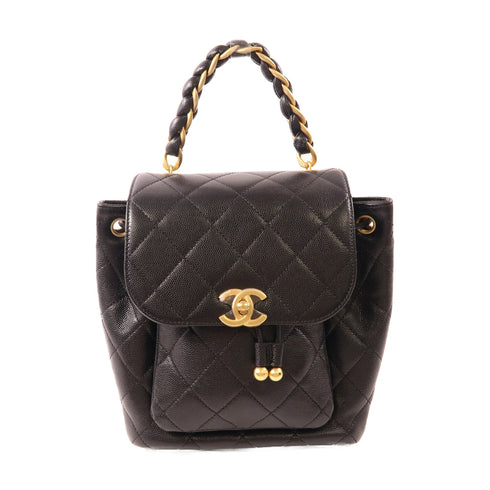 CHANEL CC GHW Backpack Rucksack Calfskin Leather Black