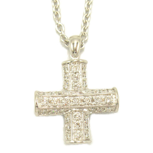 BVLGARI Latin Cross Necklace Pendant Diamond 18KWG White Gold