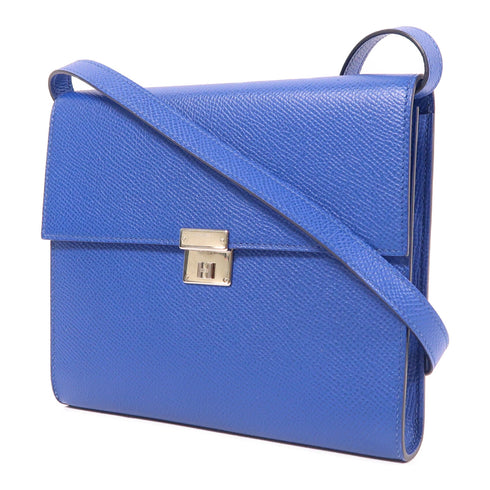 HERMES PHW Clic 16 Shoulder Bag Epsom Leather Blue