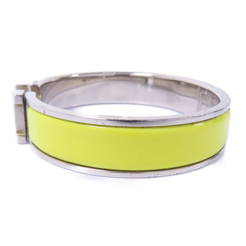 HERMES Clic H Bangle Bracelet Accessories Enamel Metal Yellow Silver