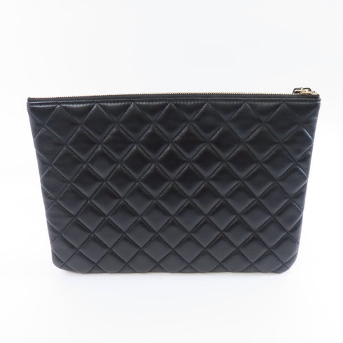 CHANEL Quilted CC GHW Clutch Bag Lambskin Leather Pink/Black