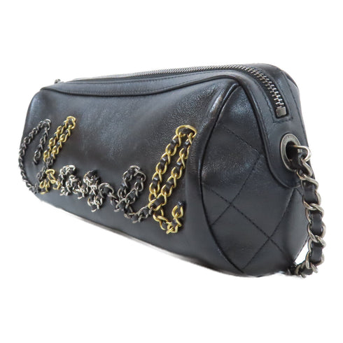CHANEL CC SHW Bowling Bag Chain Shouder Bag AS1779 Calfskin Leather Black