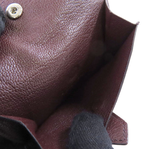 HERMES PHW Bearn Card Case Card Holder Cherve Leather Roughe Red