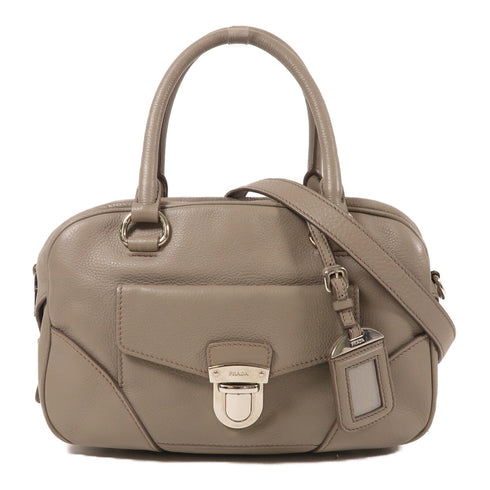 PRADA SHW 2 Way Shoulder Bag 1BB006 Calfskin Leather Grey