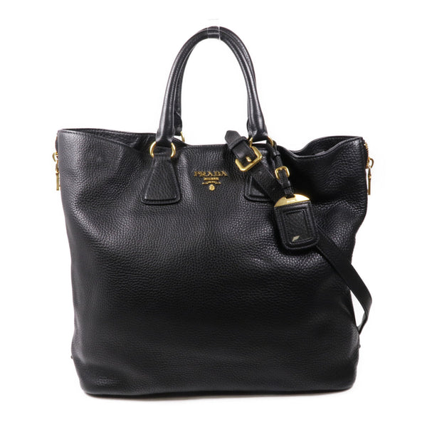PRADA GHW 2 Way Bag BN2419 Calfskin Leather Black