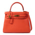HERMES GHW Kelly 28 2 Way Shoulder Bag Togo Leather Capucine