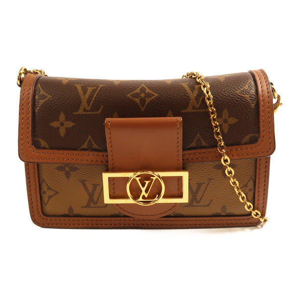 LOUIS VUITTON LV GHW Dauphine Chain Shoulder Bag M68746 Monogram Reverse Brown v1