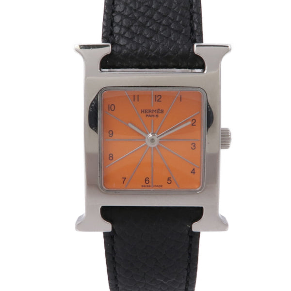 Hermes Heuer H Quartz Watch HH1.210 Leather Orange