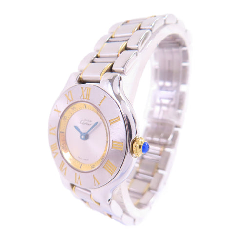 CARTIER 21 Must de Cartier W10073R6 Quartz Watch 18K YG Stainless Steel