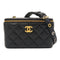 CHANEL Quilted CC Chain Shoulder Bag Lambskin Leather Black