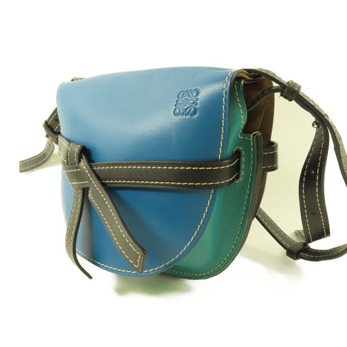 LOEWE Gate Shoulder Bag Calfskin Leather Blue/Green/Black