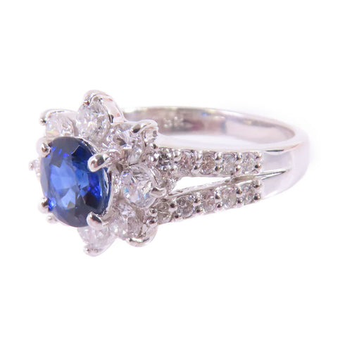 FINE JEWELRY 1.032ct Sapphire 0.91ct Diamond Ring US#6.25 PT900 Platinum