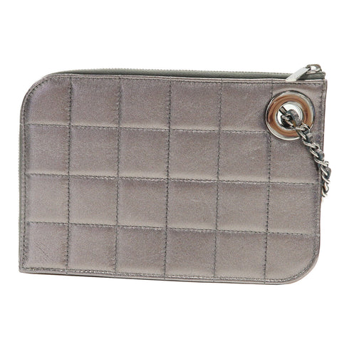CHANEL CC SHW Clutch Leather Silver