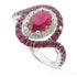 FINE JEWELRY 0.79ct/0.65ct Ruby 0.14ct Diamond Ring 18K White Gold US#6