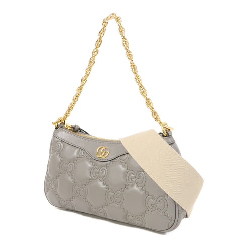 GUCCI GG GHW GG Matelasse Shoulder Bag 735049 Calfskin Leather Grey