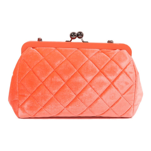 CHANEL CC Chain Shoulder Bag Velours Coral Pink