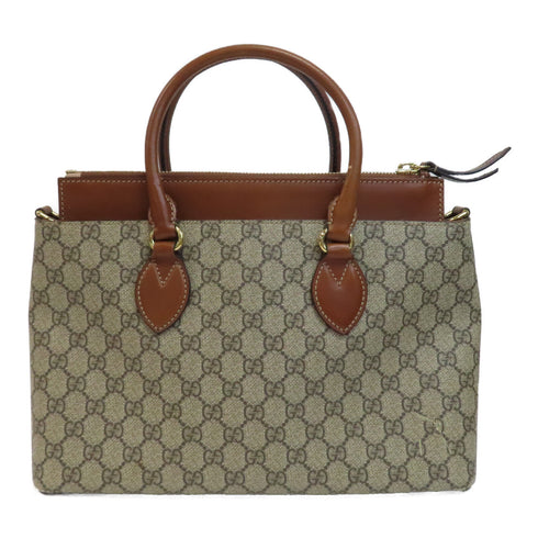 GUCCI GG GHW Zip Tote 2 Way Shoulder Bag 409534 GG Supreme Brown