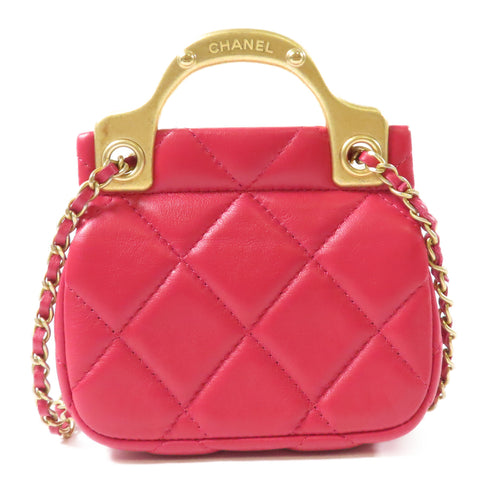 CHANEL Quilted CC GHW Chain Shoulder Bag 2 Way Bag Calfskin Leather Red